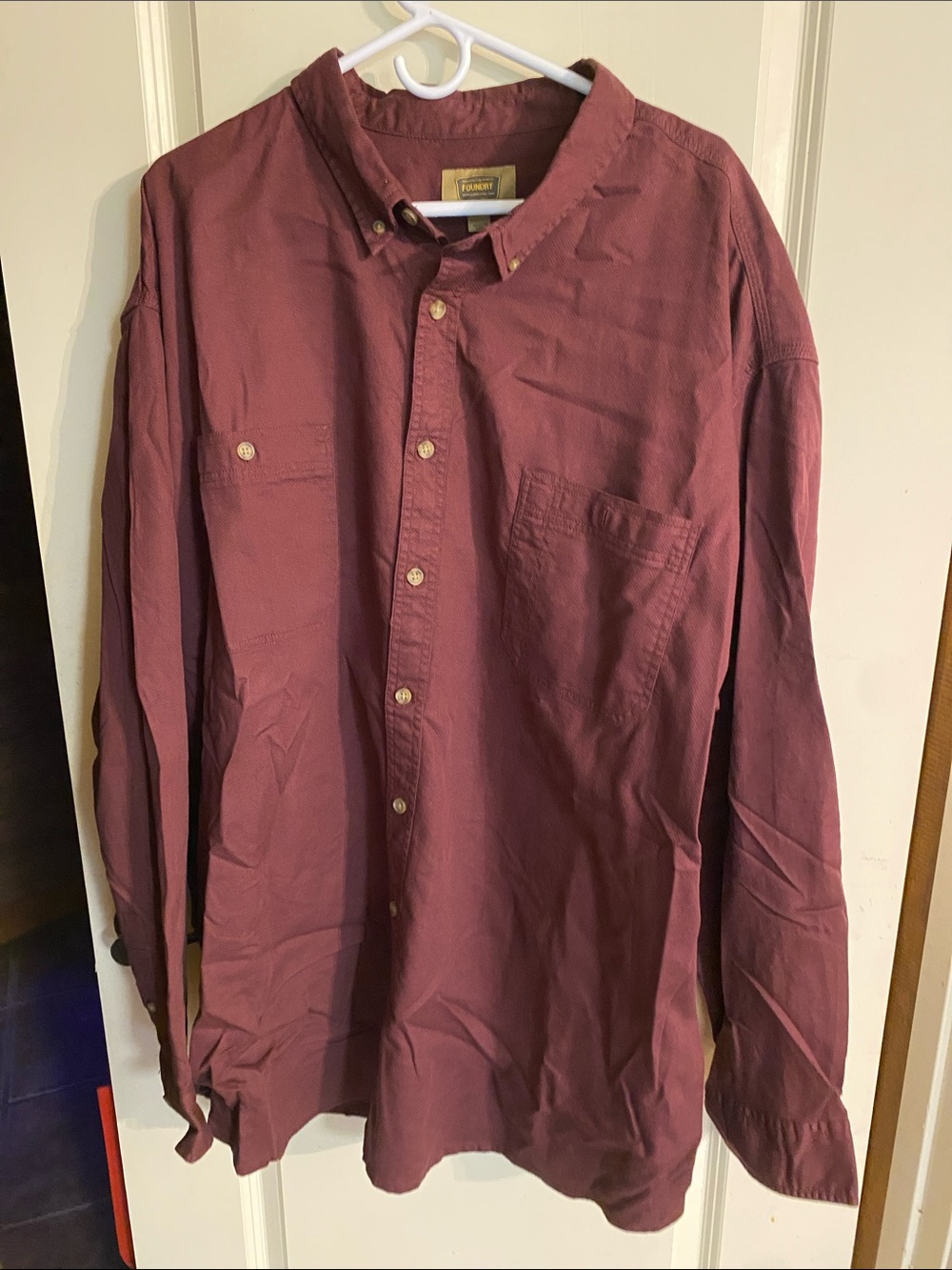 The Foundry Supply Co. Button-Down Dress Shirt in Burgundy Plum